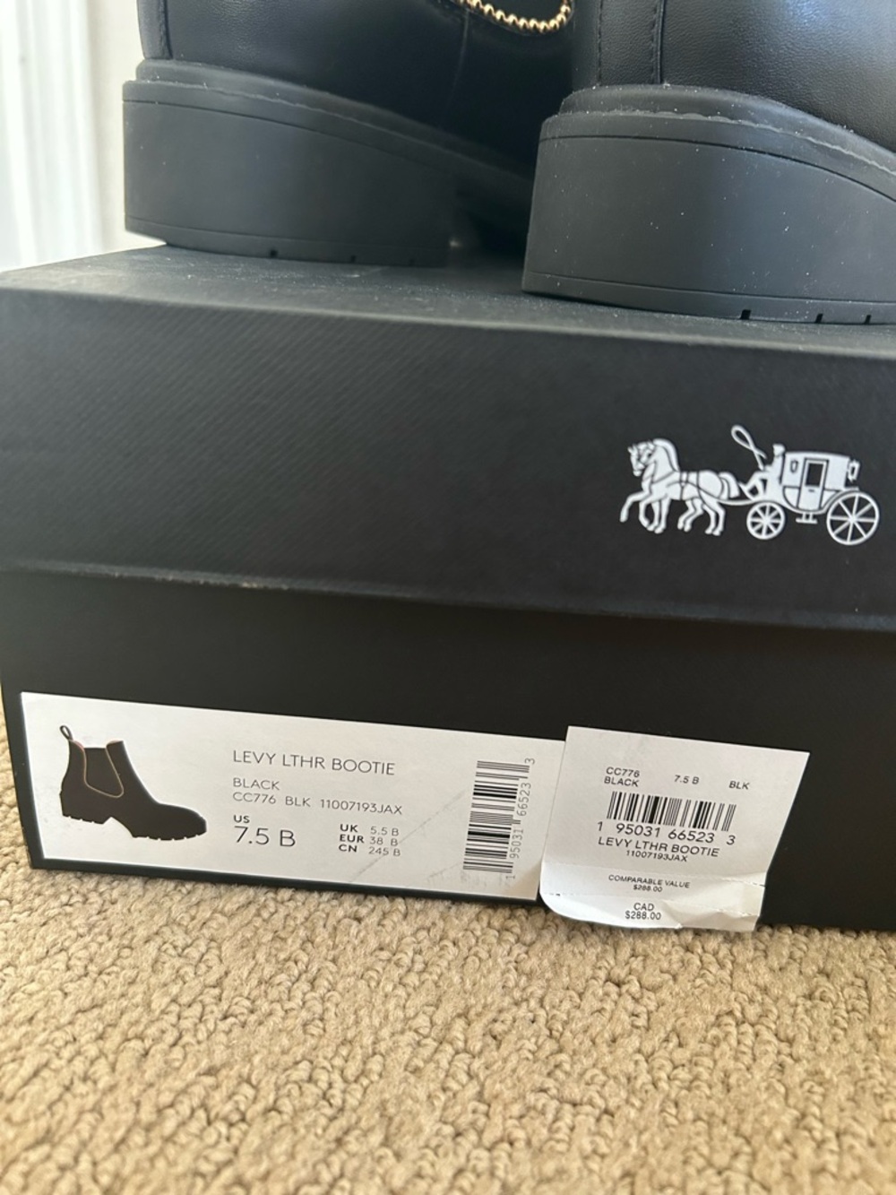 COACH Black Chelsea Boots with Gold Trim - Picture 3 of 4